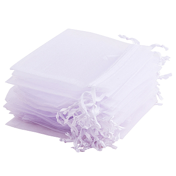 Organza Bags, Rectangle, White, about 10cm wide, 15cm long