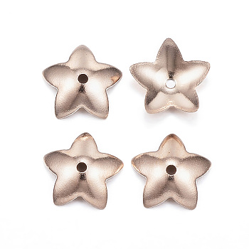 Ion Plating(IP) 304 Stainless Steel Flower Bead Cap, 5-Petal, Rose Gold, 7x7.5x2mm, Hole: 0.8mm