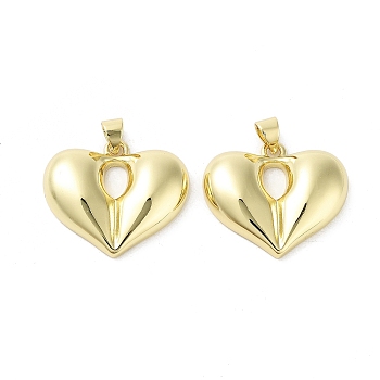 Brass Pendants, Cadmium Free & Lead Free, Long-Lasting Plated, Heart Charm, Real 18K Gold Plated, 21x24x5mm, Hole: 3x3.5mm