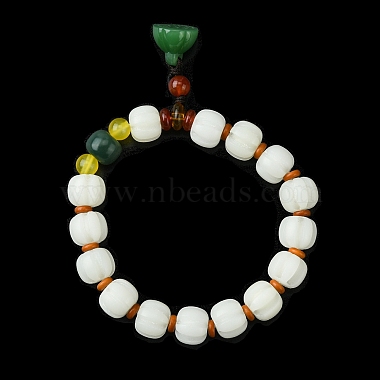 Bracelet extensible en perles de jade et de bois de bodhi(BJEW-R310-02)-2