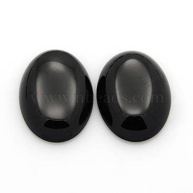 25mm Oval Black Agate Cabochons