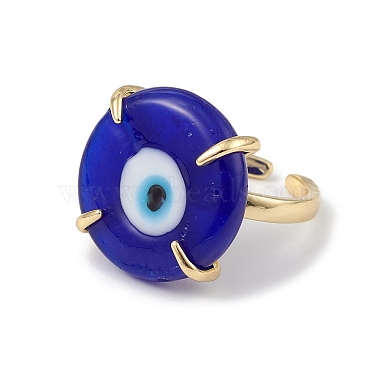 Lampwork Evil Eye Open Cuff Ring(RJEW-C051-01G-07)-2