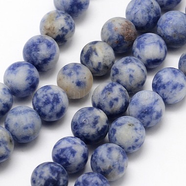 brins de perles rondes en jaspe de tache bleue naturelle(X-G-D679-4mm)-1