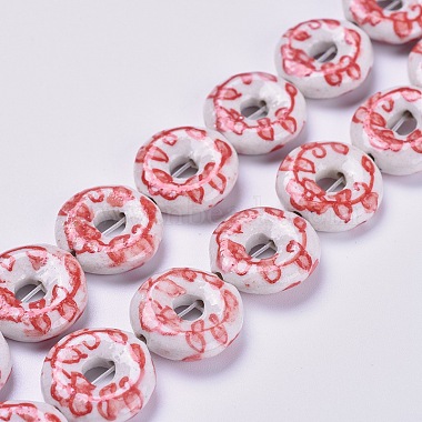 19mm Red Donut Porcelain Beads