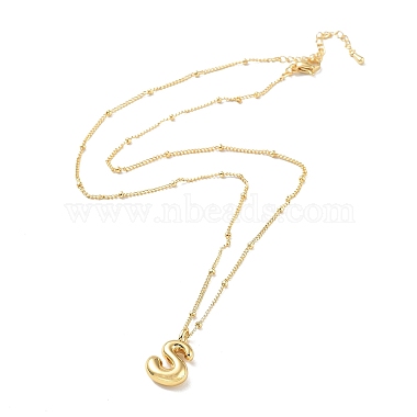 Initial Letter Brass Pendant Necklaces(NJEW-A015-21G-S)-2