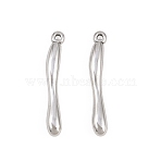 304 Stainless Steel Pendants, Bar Shape Charms, Stainless Steel Color, 21x3.5x2.5mm, Hole: 0.9mm(STAS-L317-35P)