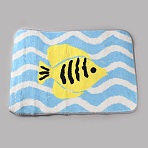 Flocking Fibre Tropical Fish Bath Mat, Floor Mat, Wave Non-Slip Bathroom Rug, Rectangle, Light Sky Blue, 407x600x5mm(AJEW-FZC0003-05A)