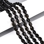 Natural Golden Sheen Obsidian Beads Strands, Flat Oval, 8x6x4mm, Hole: 0.8mm, about 48~49pcs/strand, 14.88~15.16''(37.8~38.5cm)(G-T142-32)