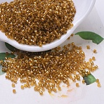 MIYUKI Delica Beads, Cylinder, Japanese Seed Beads, 11/0, (DB0065) Topaz Yellow Lined, 1.3x1.6mm, Hole: 0.8mm, about 10000pcs/bag, 50g/bag(SEED-X0054-DB0065)