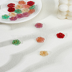 20pcs 5 colors Transparent Gold Foil Resin Cabochons, Rose, Mixed Color, 17.5x7mm, 4pcs/color(RESI-LP0001-10)