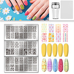 Plant Theme Stainless Steel DIY Nail Art Templates, Template Tool, Mixed Shapes(MRMJ-UN0001-017)