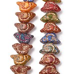 Painted Glass Beads Strands, Golden Metal Enlaced, Bird, Mixed Color, 11~11.5x21~21.5x10~10.5mm, Hole: 1mm, about 30pcs/strand, 13.27''(33.7cm)(GLAA-B037-11)
