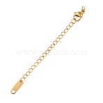 304 Stainless Steel Chain Extender with Oval Charms, Ion Plating(IP), Real 18K Gold Plated, 72mm(STAS-G383-09G)