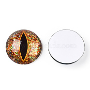 Glass Cabochons, Half Round with Evil Eye, Vertical Pupil, Goldenrod, 20x6.5mm(GGLA-T004-02F)