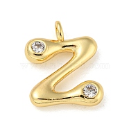 Rack Plating Brass Micro Pave Cubic Zirconia Pendants, Cadmium Free & Lead Free, Long-Lasting Plated, Real 18K Gold Plated, Letter Z, 21x16.5x5mm, Hole: 3mm(KK-A200-24G-Z)