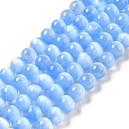 Natural Selenite Beads Strands, Grade A, Dyed, Round, Cornflower Blue, 8.5mm, Hole: 0.8mm, about 46pcs/strand, 15.35''(39cm)(G-P493-01E)