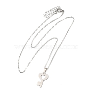 306 Stainless Steel Pendant Necklace for Women, Key, 17.64 inch(44.8cm), pendants: 19.5x11.5mm.(NJEW-Q772-01P-01)
