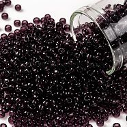 TOHO Round Seed Beads, Japanese Seed Beads, (6C) Transparent Amethyst, 8/0, 3mm, Hole: 1mm, about 222pcs/bottle, 10g/bottle(SEED-JPTR08-0006C)