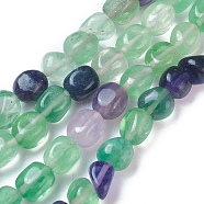 Natural Fluorite Beads Strands, Tumbled Stone, Nuggets, 8~10x7~13mm, Hole: 1.5mm, about 35~40pcs/strand, 14.56 inch~14.96 inch(37~38cm)(G-I222-14)