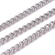201 Stainless Steel Curb Chain, Unwelded, with Spool, Stainless Steel Color, 3.8x2.9x1.7mm, about 65.61 Feet(20m)/roll(STAS-I107-17P)