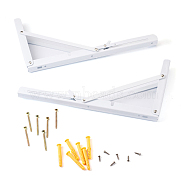 Iron Folding Shelf Brackets, with Plastic Plus & Iron Screws, White, 1.6~35x0.65~3.7x0.65~2.4cm, 20pcs/set(SW-TAC0001-14B)