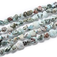 Natural Larimar Beads Strands, Nuggets, Tumbled Stone, 5~8.5x5.5~7x3.5~4mm, Hole: 0.7mm, about 64pcs/strand, 16.34''(41.5cm)(G-G018-19)