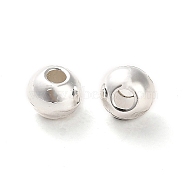 Alloy Beads, Long-Lasting Plated, Round, Silver, 4x3.3mm, Hole: 1.4mm(PALLOY-A006-01B-S)