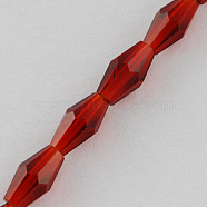 Glass Beads Strands, Faceted, Bicone, Dark Red, 8x4x4mm, Hole: 1mm(GLAA-R026-8x4mm-08)