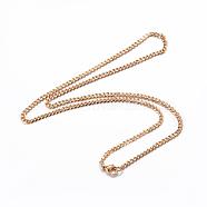304 Stainless Steel Curb Chain Necklaces, with Lobster Claw Clasps, Golden, 19.7 inch(50cm), 3mm(NJEW-P147-04G)