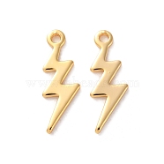 Brass Pendants, Lightning Charms, Real 18K Gold Plated, 12.5x4.5x1mm, Hole: 0.9mm(KK-L221-021G)