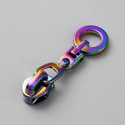 #5 Zinc Alloy Replacement Zipper Sliders, for Luggage Suitcase Backpack Jacket Bags Coat, Ring, Rainbow Color, 4.4x1.35x0.95cm(FIND-WH0021-22RC-01)
