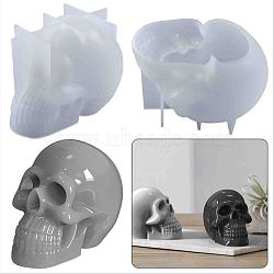 Statue Silicone Molds, Portrait Sculpture Resin Casting Molds, For UV Resin, Epoxy Resin Craft Making, Skull, White, 112x72x86mm, Inner Size: 106x70x84mm(X-DIY-A012-01)