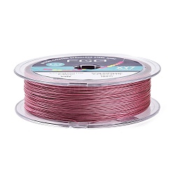 7-Strand Round Nylon Coated Steel Wire, Beading Wire for Necklaces Bracelets, Import From Japan, Pale Violet Red, 0.4mm, about 328.08 Feet(100m)/Roll(TWIR-T002-01B-09)