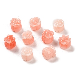 Synthetic Coral Dyed Beads, Flower, Salmon, 8~8.5x8.5mm, Hole: 1.5mm(CORA-P008-02A-02)