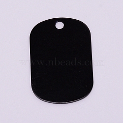 Aluminum Pendants, Stamping Blank Tag, Rectangle, Black, 38x25.5x0.5mm, Hole: 3.5mm(ALUM-CJC0001-02D)