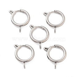 Non-Tarnish 304 Stainless Steel Spring Ring Clasps, Stainless Steel Color, 20x16x3mm, Hole: 3mm(STAS-E104-09D-P)