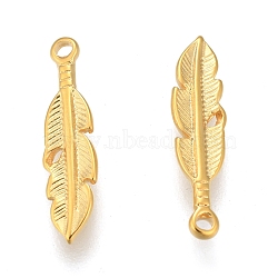 304 Stainless Steel Pendants, Leaf, Golden, 16.5x4x2mm, Hole: 1mm(STAS-K213-04C-G)