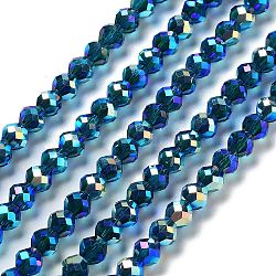 Electroplate Glass Beads Strands, Faceted, Bicone, Marine Blue, 5.5~6x5mm, Hole: 1.2mm, about 78~79pcs/strand, 15.35~15.55''(39~39.5cm)(GLAA-A014-02G)