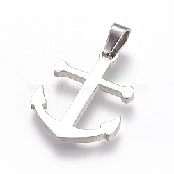 Trendy Necklace Findings Anchor 304 Stainless Steel Pendants, Stainless Steel Color, 27x20x2mm, Hole: 6x4mm(STAS-L012-A26P)