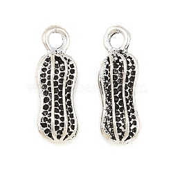 Tibetan Style Alloy Pendants, Peanut Charms, Antique Silver, 20x7x8mm, Hole: 2.5mm(AL-CBAAECB-01AS-A)