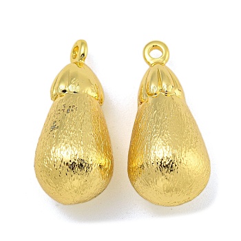 Rack Plating Brass Pendants, Long-Lasting Plated, Cadmium Free & Lead Free, Eggplant Charms, Real 18K Gold Plated, 24.5x11mm, Hole: 1.6mm