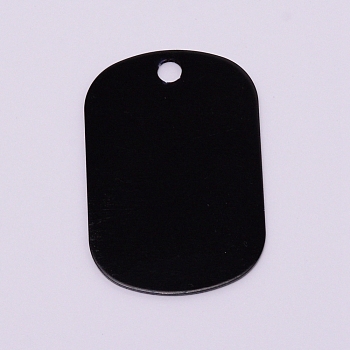 Aluminum Pendants, Stamping Blank Tag, Rectangle, Black, 38x25.5x0.5mm, Hole: 3.5mm