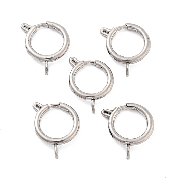 Non-Tarnish 304 Stainless Steel Spring Ring Clasps, Stainless Steel Color, 20x16x3mm, Hole: 3mm