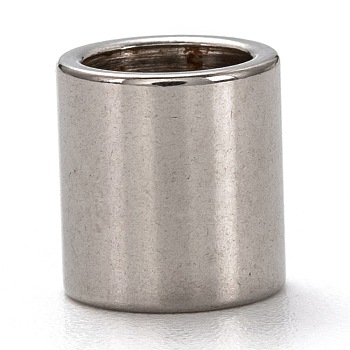 201 Stainless Steel European Beads, Large Hole Beads, Column, Stainless Steel Color, 8.5x8mm, Hole: 6mm