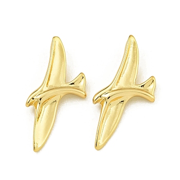 Rack Plating Brass Pendants, Lead Free & Cadmium Free, Real 18K Gold Plated, Bird, 21x9.5x3.5mm, Hole: 3.5mm