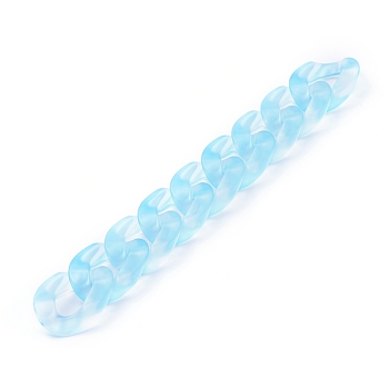 Transparent Acrylic Handmade Curb Chain, Twisted Chain, Sky Blue, 29.5x20.5x6mm, about 39.37 inch(1m)/strand