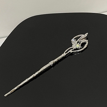 Moonstone Hair Sticks, Alloy Hair Accessories for Women Girls, Platinum, 170mm