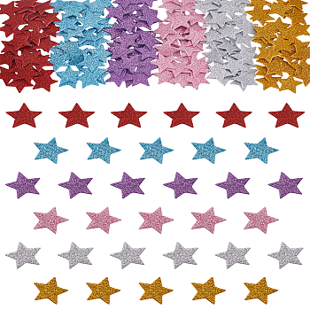 180Pcs 6 Colors EVA Glitter Powder Stickers, Star, Mixed Color, 27x29x1.5mm, 30pcs/color