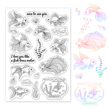 PVC Plastic Stamps, for DIY Scrapbooking, Photo Album Decorative, Cards Making, Stamp Sheets, Fish Pattern, 16x11x0.3cm