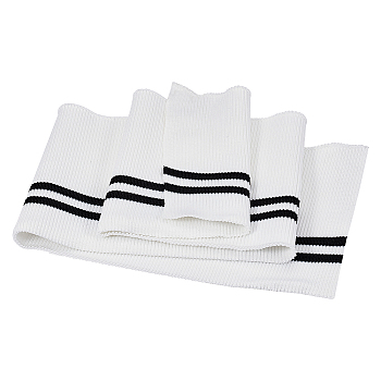 95% Polyester & 5% Stripe Pattern Elastic Fiber Ribbing Fabric for Cuffs, Waistbands Neckline Collar Trim, Baseball Sport Clothes, White, 800x140x2mm